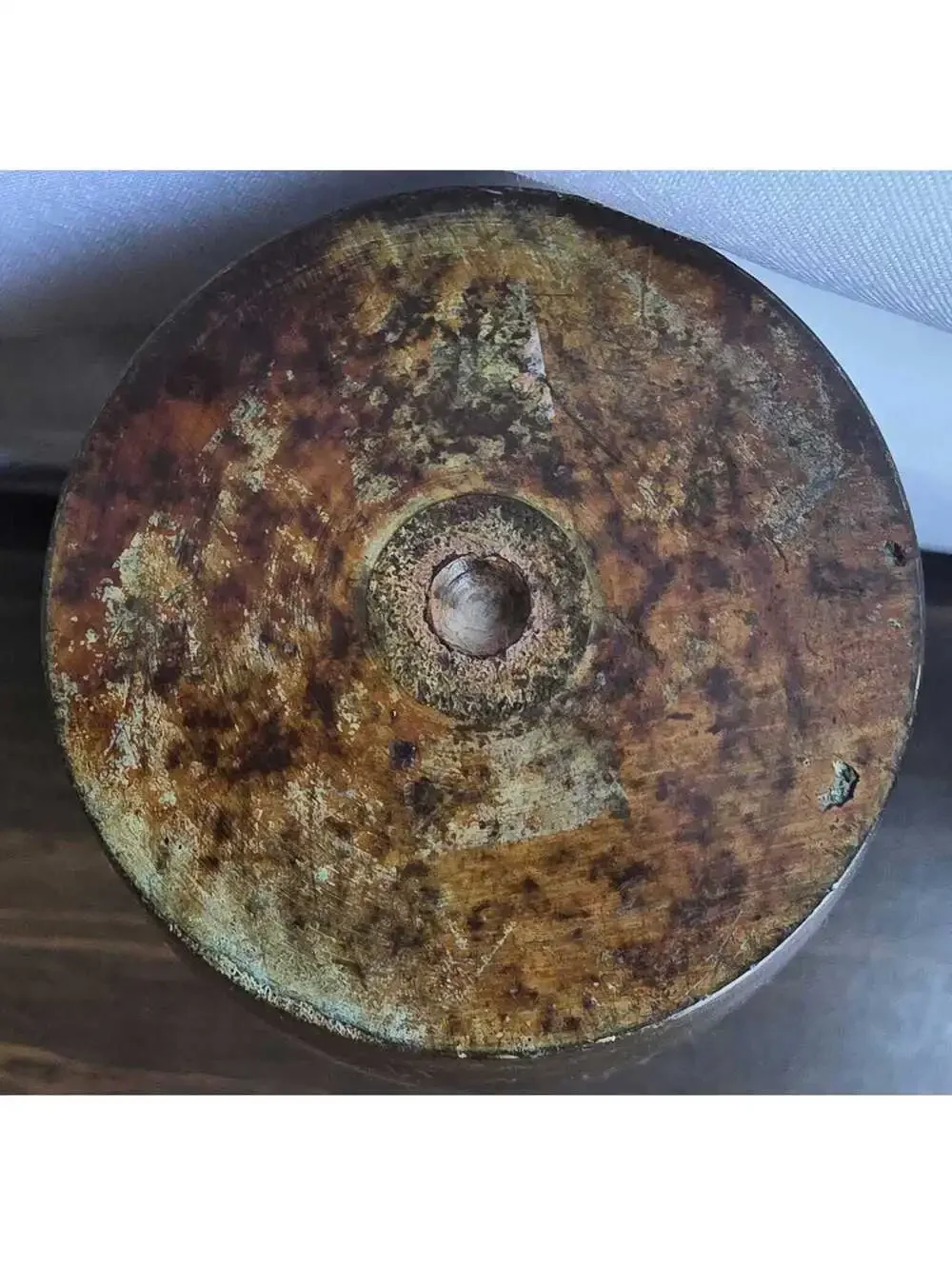 Vintage Metal Amphora Vase Scroll Handles Verdigris Rustic Urn Decor
